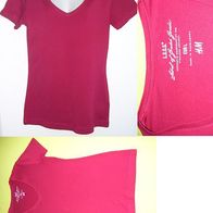 Basic T-Shirt Damen H & M L.O.G.G. Rot Gr. L Kurzarm Shirt V-Ausschnitt Dunkelrot