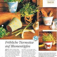 Fröhliche Tiermotive auf Blumentöpfen (Deko-K) - Infokarte über