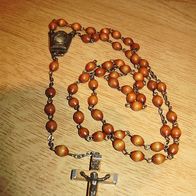 Rosenkranz alt Lourdes Holzperlen + Holzkreuz wie neu