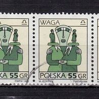 Polen Mi. Nr. 3597 x - 3fach waagerecht - Tierkreiszeichen Waage o <