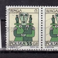 Polen Mi. Nr. 3597 x - 2fach waagerecht - Tierkreiszeichen Waage o <