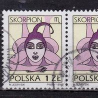 Polen Mi. Nr. 3598 x - 2fach waagerecht - Tierkreiszeichen Skorpion o <