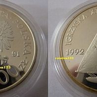 POLEN 200 000 Zloty 1991 "Olympiade Barcelona - Segeln" Silber PP * * SEHR RAR