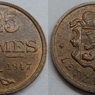 Luxemburg 25 Centimes 1947 ## S5