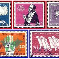414 Deutsche Bundespost - fünf gestempelte Briefmarken verschiedene Werte