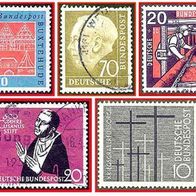 418 Deutsche Bundespost - fünf gestempelte Briefmarken verschiedene Werte