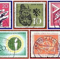 421 Deutsche Bundespost - fünf gestempelte Briefmarken verschiedene Werte
