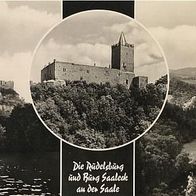 Rudelsburg und Burg Saaleck an der Saale AK von 1966 SW n. gel. (157)