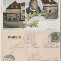 Eisenach Lutherhaus 1906 Reliefkarte mit Halt-gegen-Licht-Effekt Litho-Top Karte