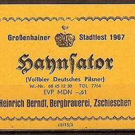 ALT ! DDR Bieretikett Sonderausgabe "Stadtfest 1967" Berg-Bräu Großenhain-Zschieschen