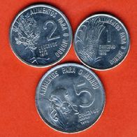 Brasilien 1 + 2 + 5 Centavos 1975 FAO