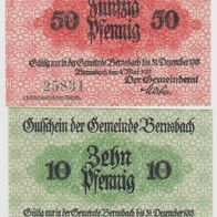 Bernsbach-Notgeld 10-50 Pfennige vom 04-05-1917 2Scheine