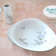 DDR * 3-eck Teller / Schale weiß mit Blüten * Reichenbach Porzellan 60er J. + Vase