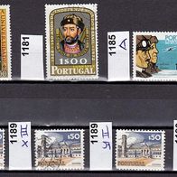 Portugal Mi. Nr. 1178 + 1181 + 1185 A + 1189 xI + 1189 xIII + 1189 yII + 1190 x <