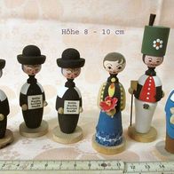 6 Holz Figuren / Miniaturen * Kurrende Bergmann + Pärchen * 8-10 cm