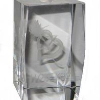 Kristallglasblock 3D - Lasergravur "I love you"