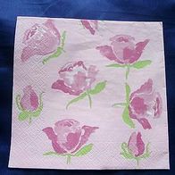 Serviette Pinkfarbene Rosen auf rosa Grund