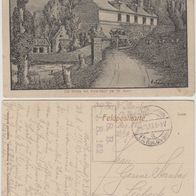 Feldpost 1915 Zeichnung aus dem Schützengraben Mühle am Avre Bach Erh.1