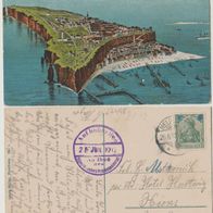 Helgoland AK 1912 mit Stempel auf hoher See vom 25. Juni 1912-Erhaltung-2