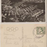 Olympiade 1936 Luftbildfoto Olympisches Dorf Olympia Ansichtskarte Stempel Briefmarke