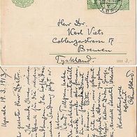 Postkarte Dänemark ? Briefmarke - 2x 5 Öre ?1914?