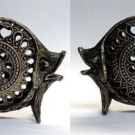 Miniatur stilisierter Fisch aus Metall, Dekoration, Setzkasten