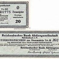 Reichenbacher Bank AG, Coupon 100 Reichsmark, 1924