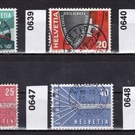 Schweiz Mi. Nr. 638 + 639 + 640 + 646 + 647 + 648 o <