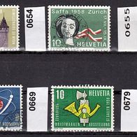 Schweiz Mi. Nr. 653 + 654 + 655 + 662 + 669 + 679 o <