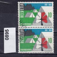Schweiz Mi. Nr. 895 - 2-fach senkrecht - Jahresereignisse 1969: Zeltlager o <
