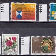 Schweiz Mi. Nr. 1109 + 1110 + 1111 + 1112 + 1113 + 1116 + 1117 o <