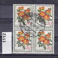 Schweiz Mi. Nr. 1112 - 4-fach im Block - "Pro Juventute" 1977: Rosen o <