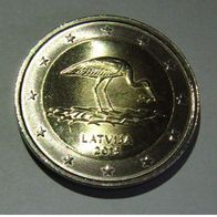 Geschenk bzw. Glückbringer zur Geburt: Lettische 2-Euro-Münze mit Storch