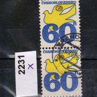 Tschechoslowakei Mi. Nr. 2231 x - 2-fach - Post: Taube + Emblem o <