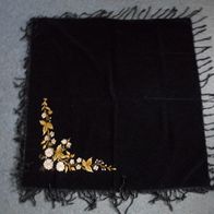 schwarzes Samttuch mit gestickten Blumenmotiven (M*)