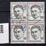 Tschechoslowakei Mi. Nr. 2699 - 4-fach-Block - Persönlichkeiten: Hasek o <