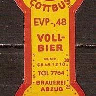 ALT ! DDR Bieretikett Brauerei der Stadt † 1990 Cottbus BL Brandenburg