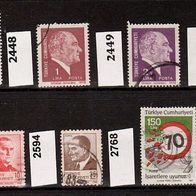 Türkei Mi. Nr. 2442 + 2448 + 2449 + 2450 + 2593 + 2594 + 2768 o <