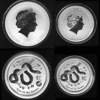 Australien - Lunar - 2013 - 50 Cent + 1 Dollar Silber - SELTEN