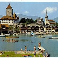 Schweiz 1960er Jahre - Spiez Schloss und Schlosskirche AK 800 Ansichtskarte Postkarte