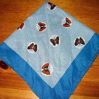 Halstuch in türkis und weiß mit Schmetterlingen,50x50cm