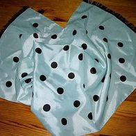 Hellblauer Schal mit braunen Punkten und Fransen