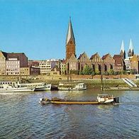 Bremen 1950er Jahre - Partie an der Weser, AK 173 Ansichtskarte Postkarte