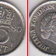1980 Niederlande - 25 Cent - Erhaltung: sehr schön