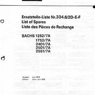 Hercules Ersatzteile-Liste für einen Sachs 7 Gang Motor