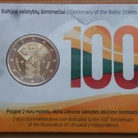 2 Euro Coin Card Litauen 2018 Baltische Staaten