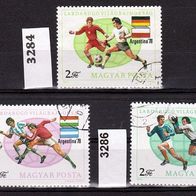 Ungarn Mi. Nr. 3284 + 3285 + 3286 Fußball-WM 1978 in Argentinien o <