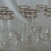 6 Gläser, Moser Karlsbad, Trinkgläser, Wassergläser mit Ätzgold