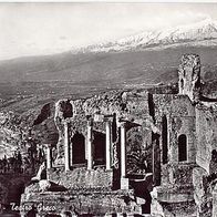 Italien 1950er Taormina Teatro Greco echte Fotografie Ansichtskarte AK 708 Postkarte