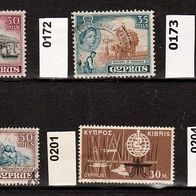 Zypern Mi. Nr. 171 + 172 + 173 + 174 + 201 + 204 o <